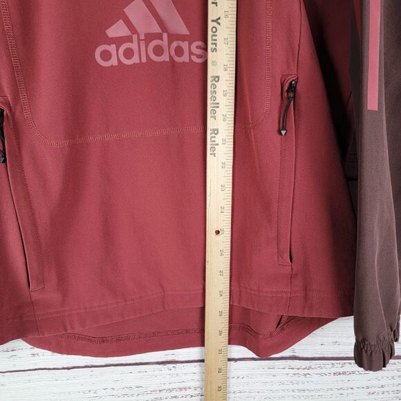 Adidas Mens Size S ID Woven Shell Hooded Anorak Jacket DH9050 Maroon Outdoor - Picture 2 of 8